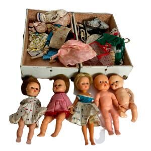 Antique Vintage Dolls And Doll Clothing With Trunk READ AS IS